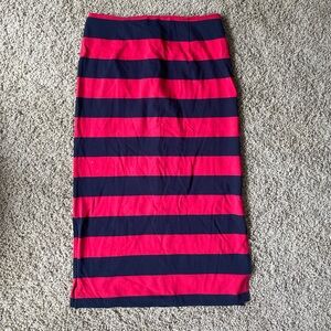 J. Crew red and navy stripe pencil skirt